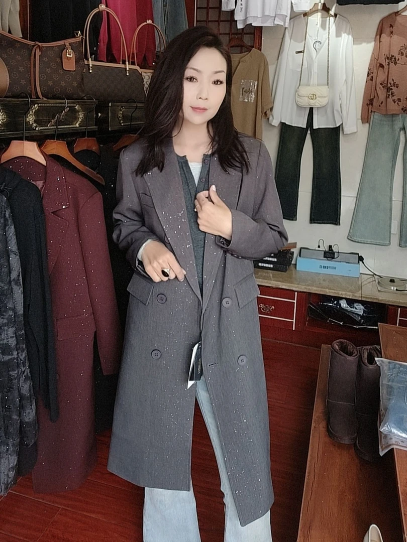 中长款常规款直筒型秋季长款西装休闲网红春秋百搭气质