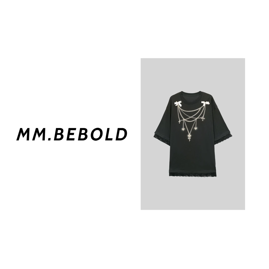 【妙姐精选】静影浮光 链条印花圆领短袖T恤XYXS948