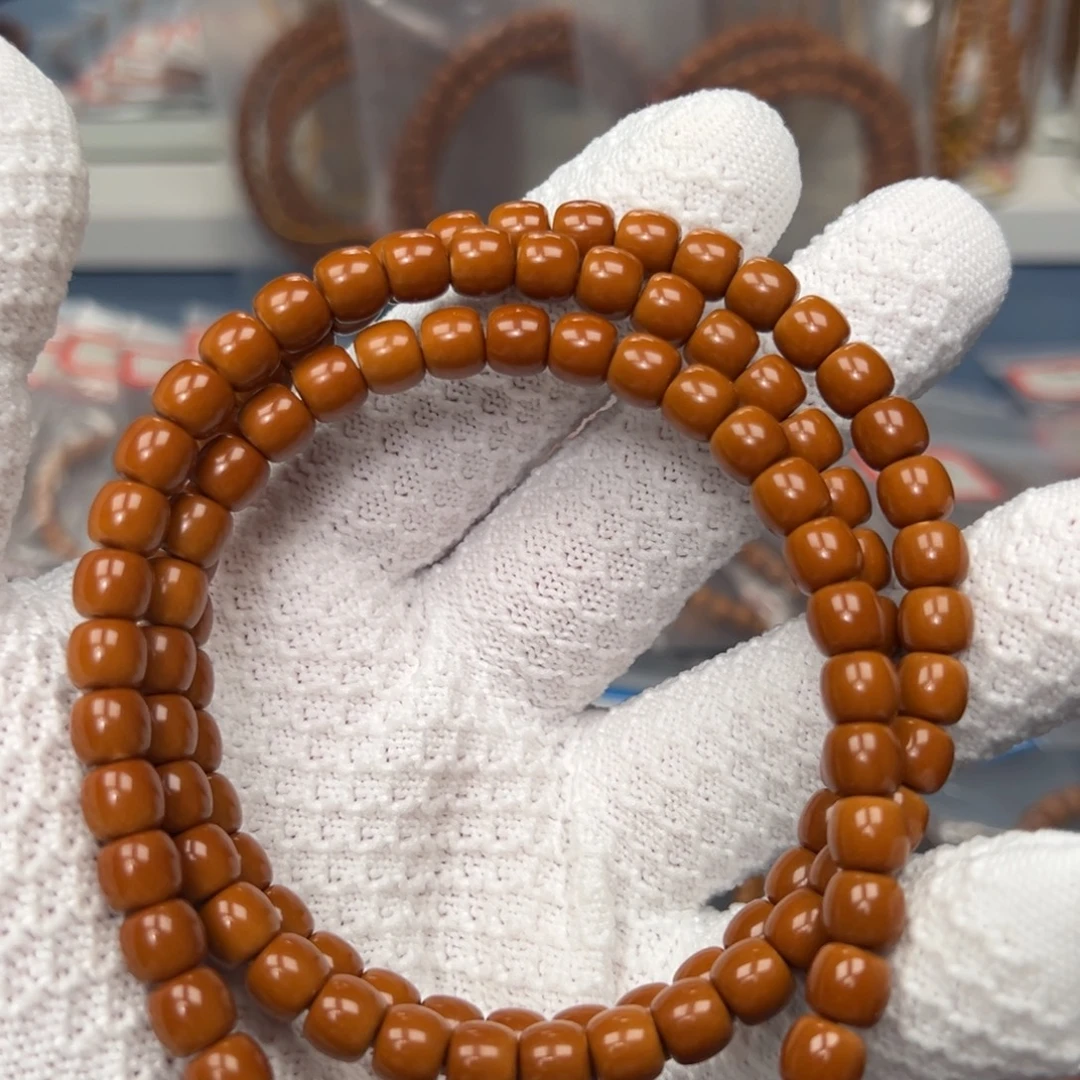 H***烎吊坠橄榄核老挝核尖108脖挂7.6mm➕三花面无白