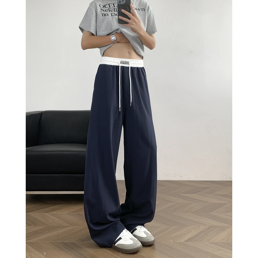 LUCKTALE美式休闲春秋季运动卫裤垂感薄款弯刀裤男女情侣休闲长裤