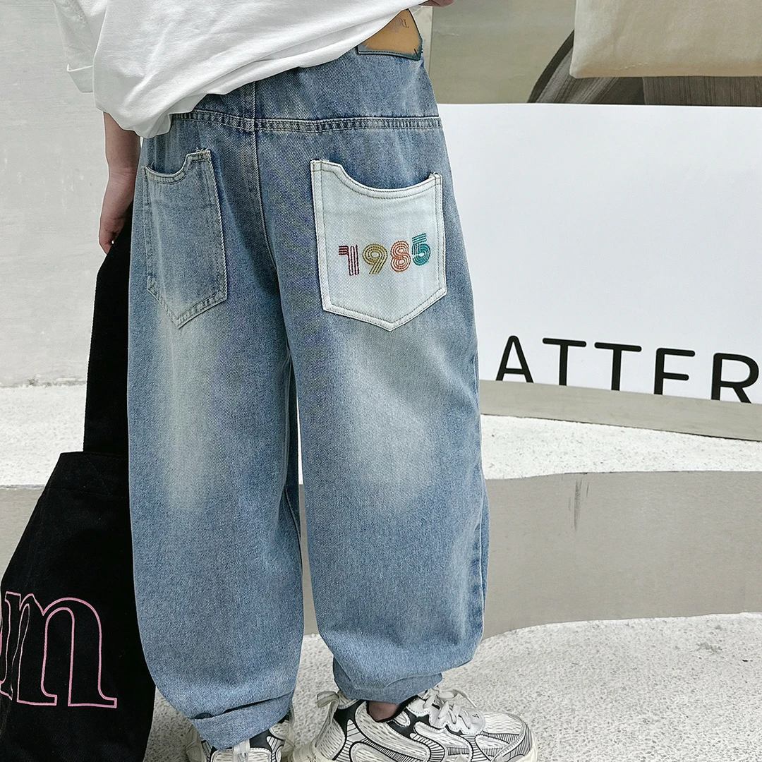 【现货】2025牛仔裤爆款宽松软牛仔中大童韩版百搭牛仔裤lzx001