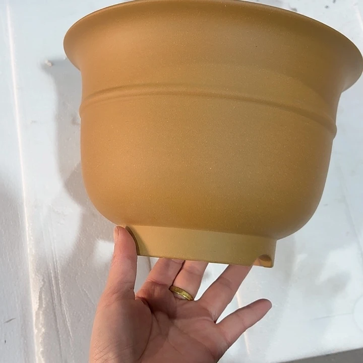 紫砂花盆微瑕仿古金钟黄色1号