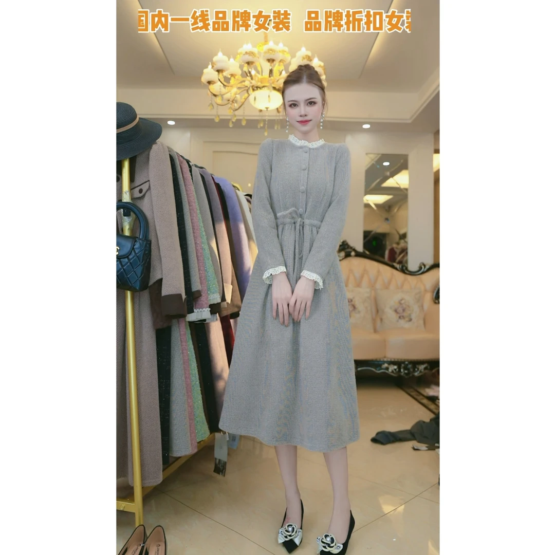 （现货）梦想服饰2025秋冬季新款收腰通勤风A字裙简约连衣裙6303