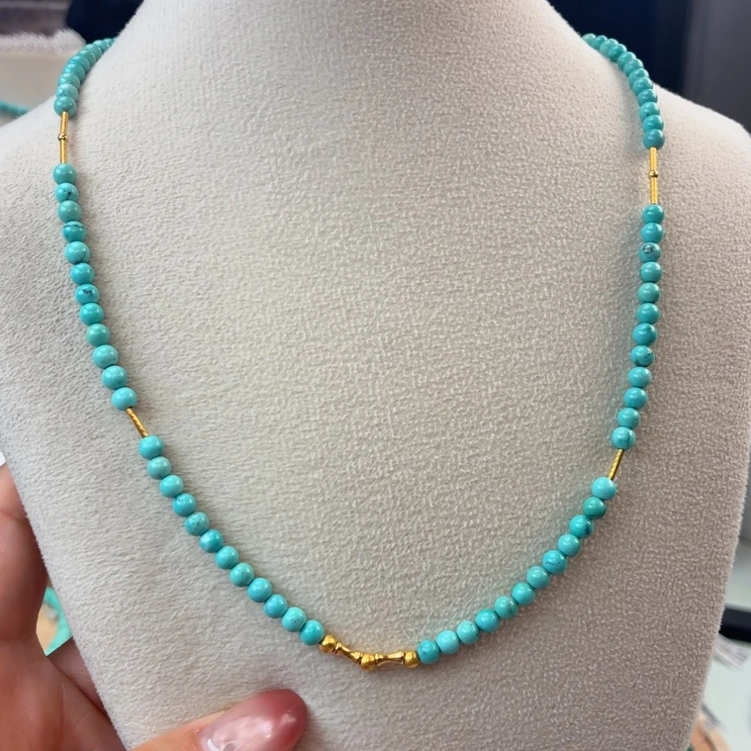绿松石18K金镶嵌颈饰