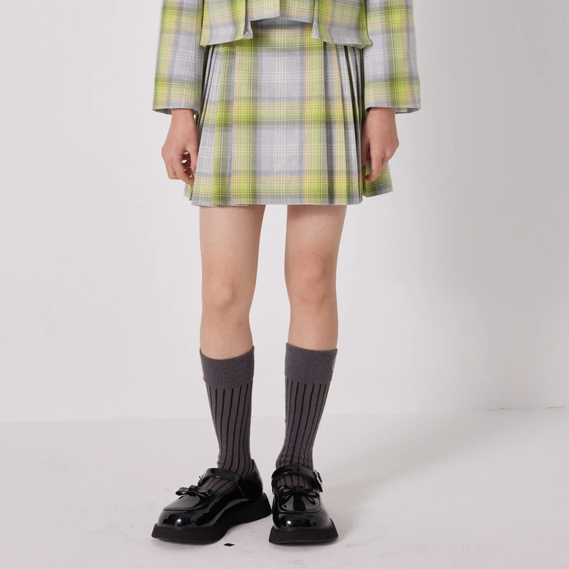 [商场同款]EP雅莹童装秋女童新款洋气学院风格纹百褶半身裙