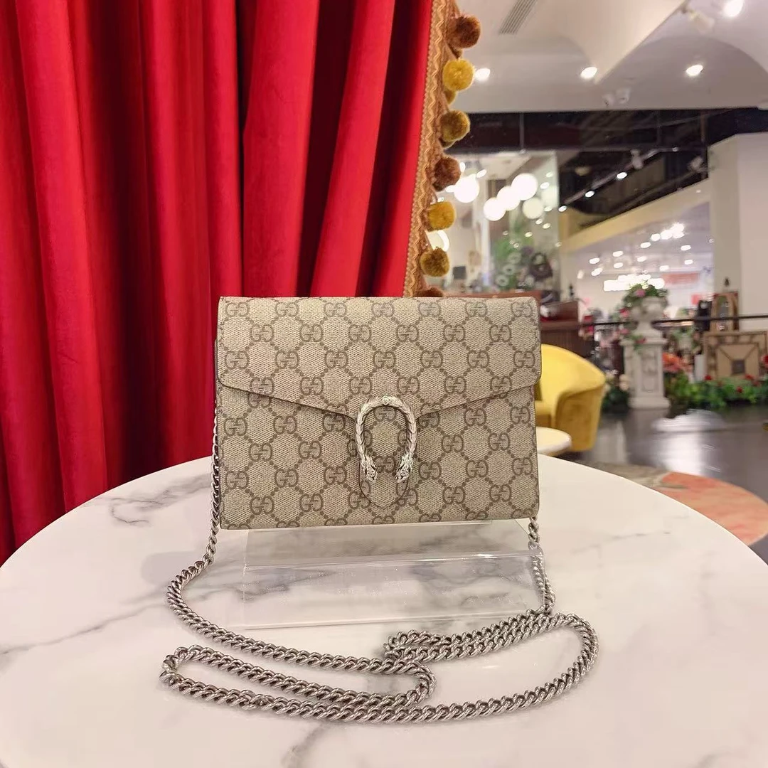 95新 GUCCI/古驰 GGS酒神woc老花银扣单肩包92380518