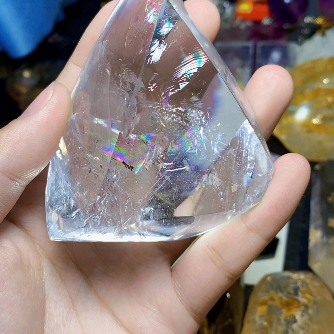 天然彩虹白水晶随形未镶嵌水晶焘