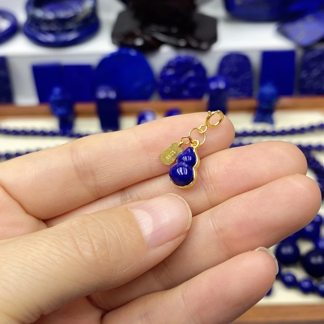 青金石颈饰银S925镀金镶嵌