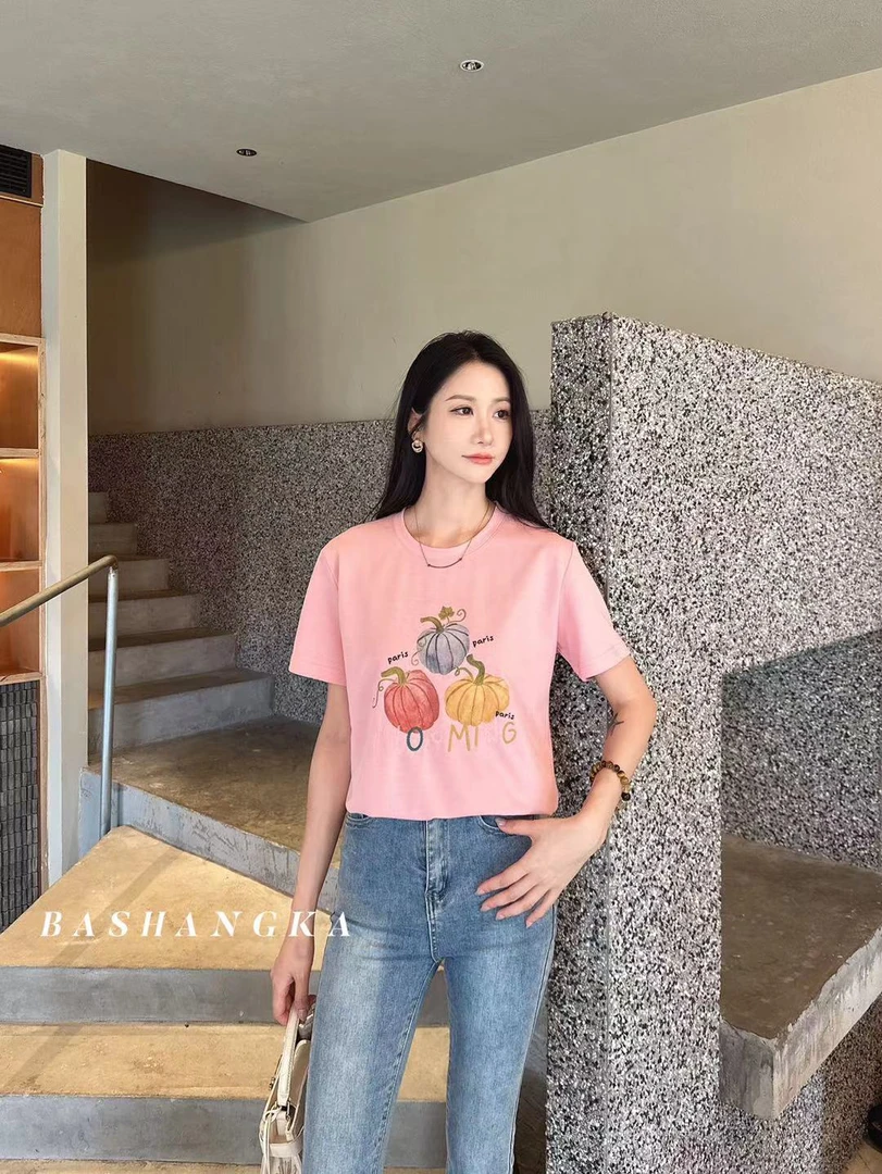 芭尚卡夏款南瓜短袖上衣9178