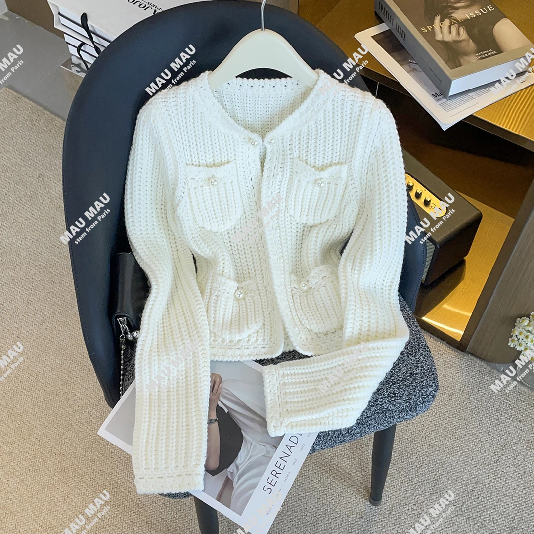 2025冬季新款高端女装法式小香风简约圆领长袖毛针织开衫DY9240