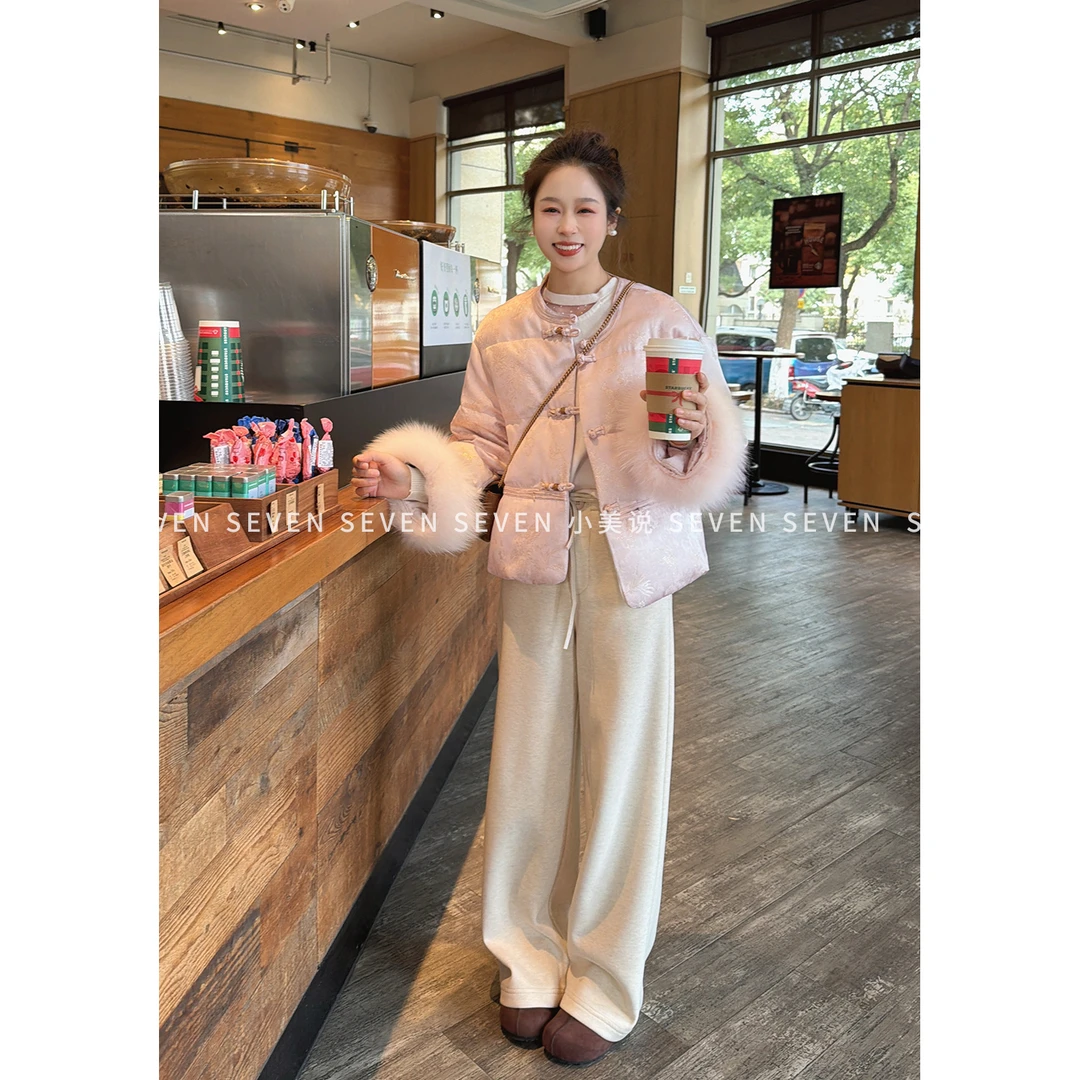 ⑦七七146小个子新中式白狐毛90白鸭绒羽绒服女小美说