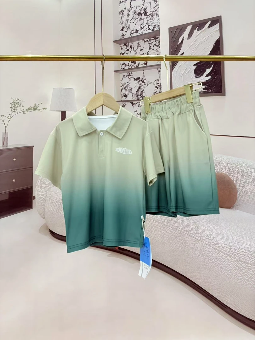 502679 童装男童套装2025夏季休闲运动洋气速干冰丝套装宝宝衣服