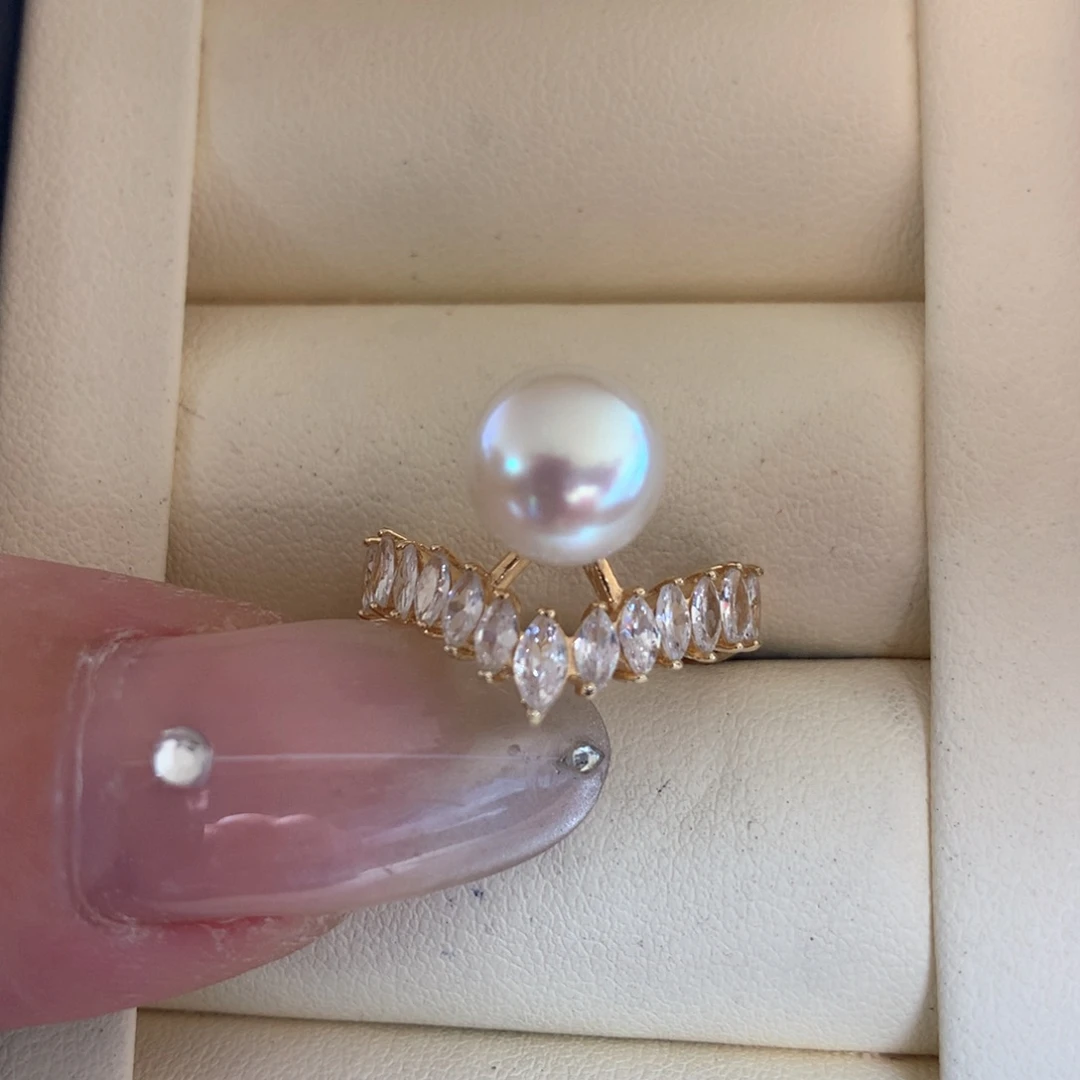 银S925镶嵌戒指海水珍珠