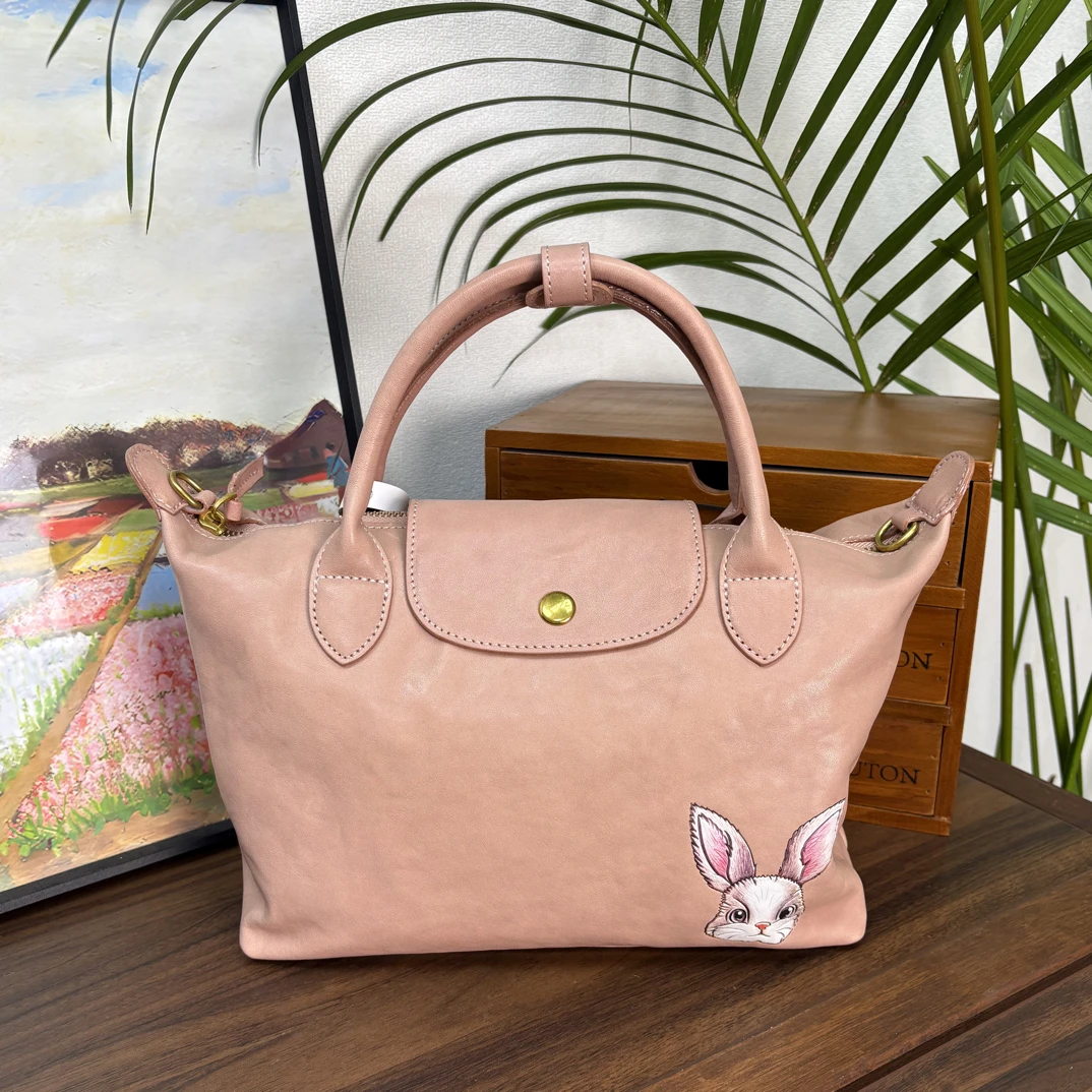 水晶植鞣头层牛皮大龙骧手提包斜挎包【3D高分子热熔印制】83206