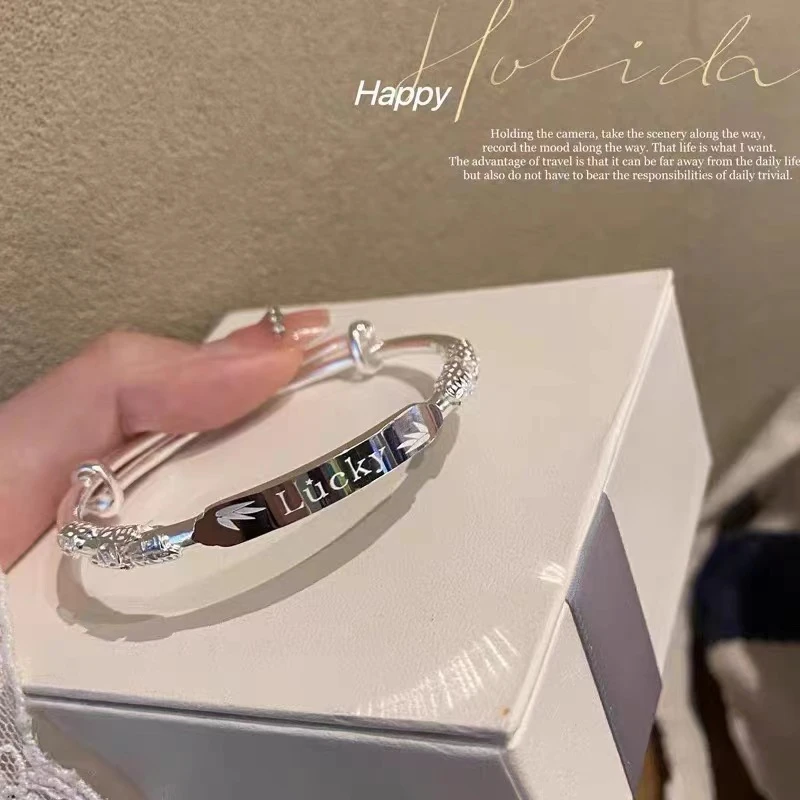 016花丝幸运手镯lucky镯子年轻时尚流行幸运手环复古