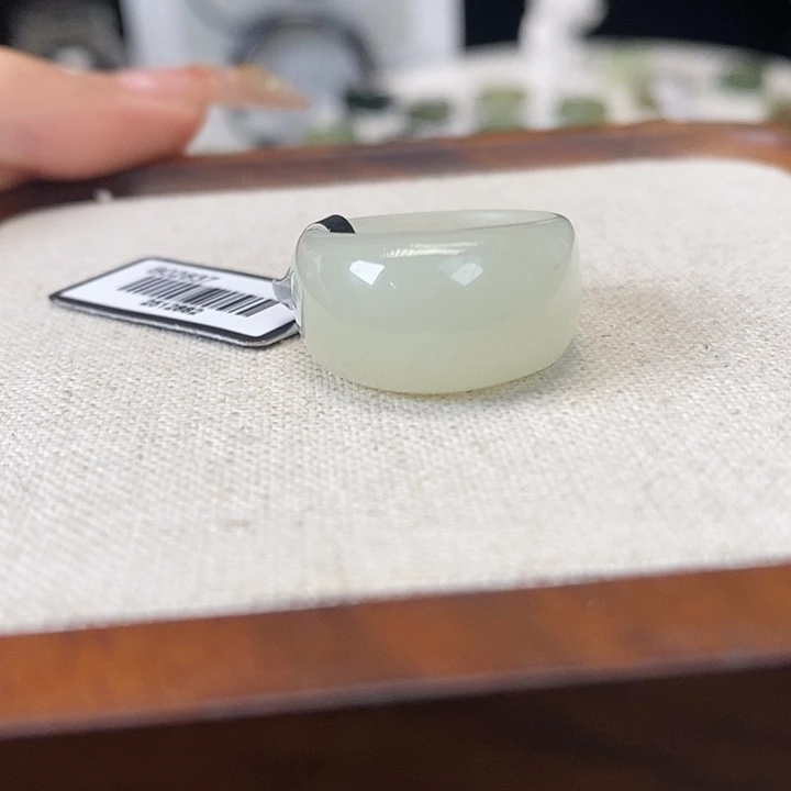 和田玉（糖玉）未镶嵌戒指Z54 馒头 冰白 15.8