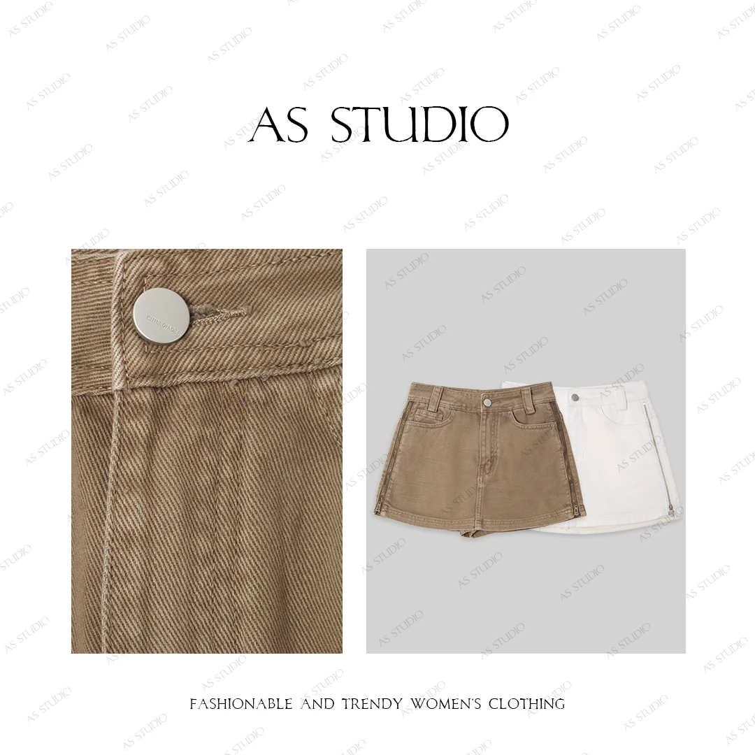 【AS小辣妹】25新复古水洗棉a字包臀防走光百搭牛仔裙裤AS25CDK4374