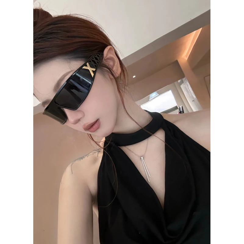时尚二合一设计感发箍墨镜防紫外线适合街拍的太阳眼镜