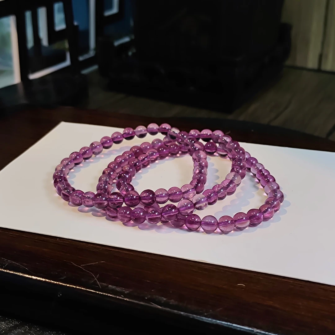 【书记甄选】天然紫萤石单圈手链 多样式发一件 约5mm BB301