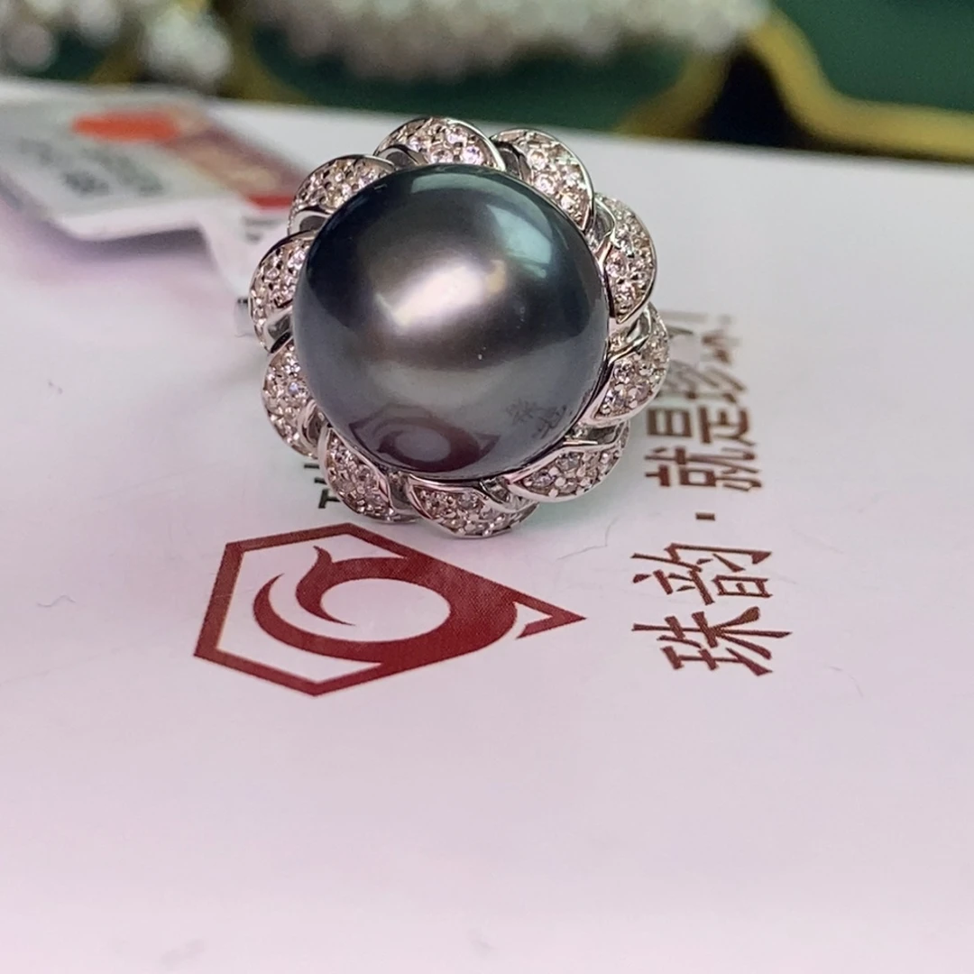 银S925镶嵌戒指海水珍珠