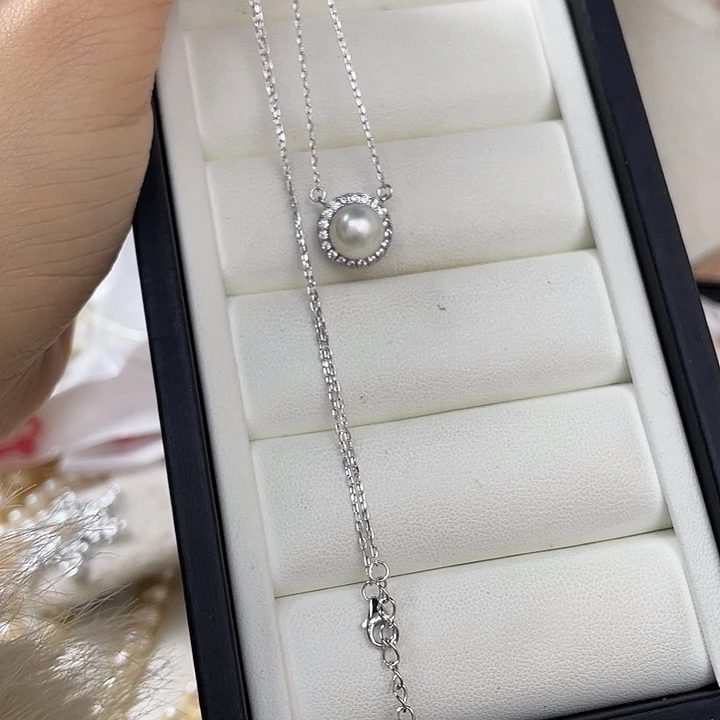 海水珍珠银S925镶嵌颈饰