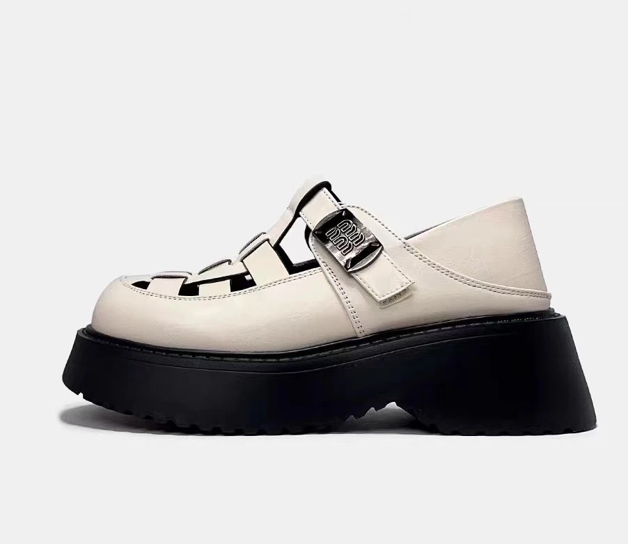 修面皮轻职风罗马鞋胶粘罗马凉鞋凉鞋复古小香风 KKCS 190055-8