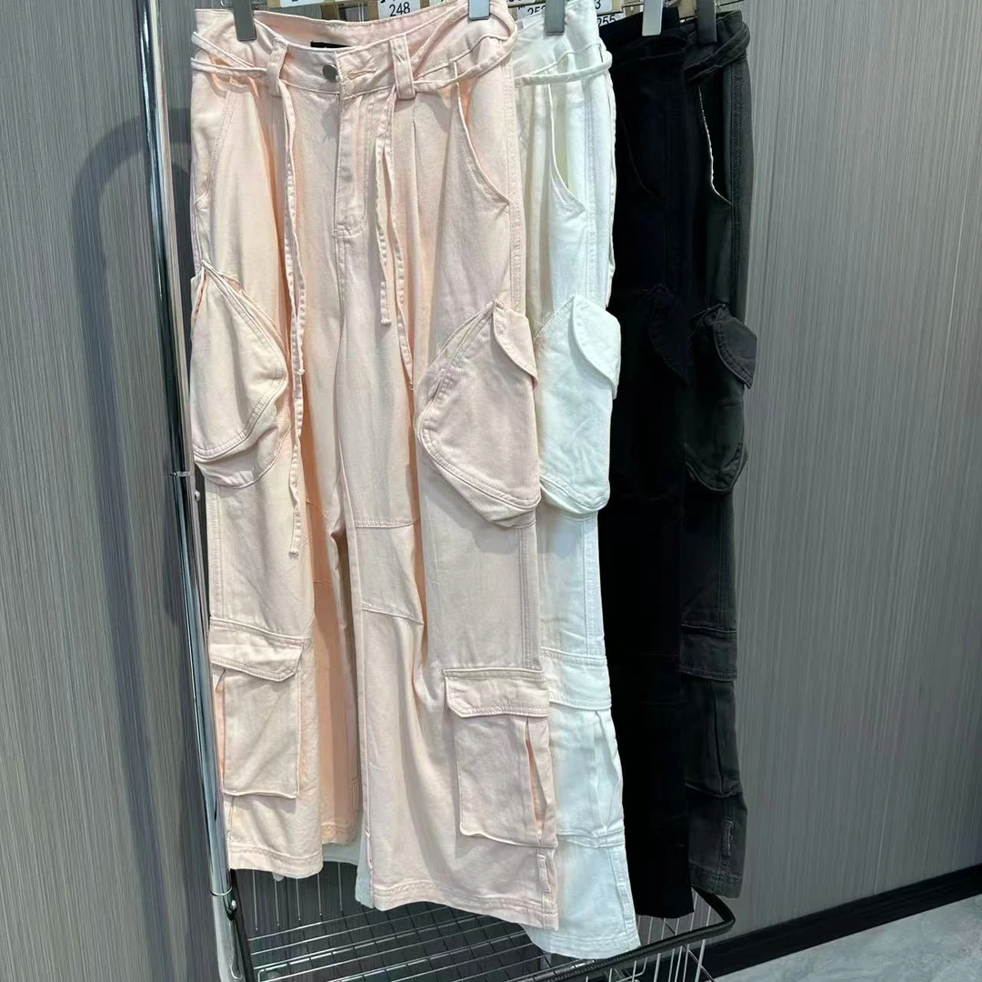 高街美式工装潮流破洞阔腿裤90809