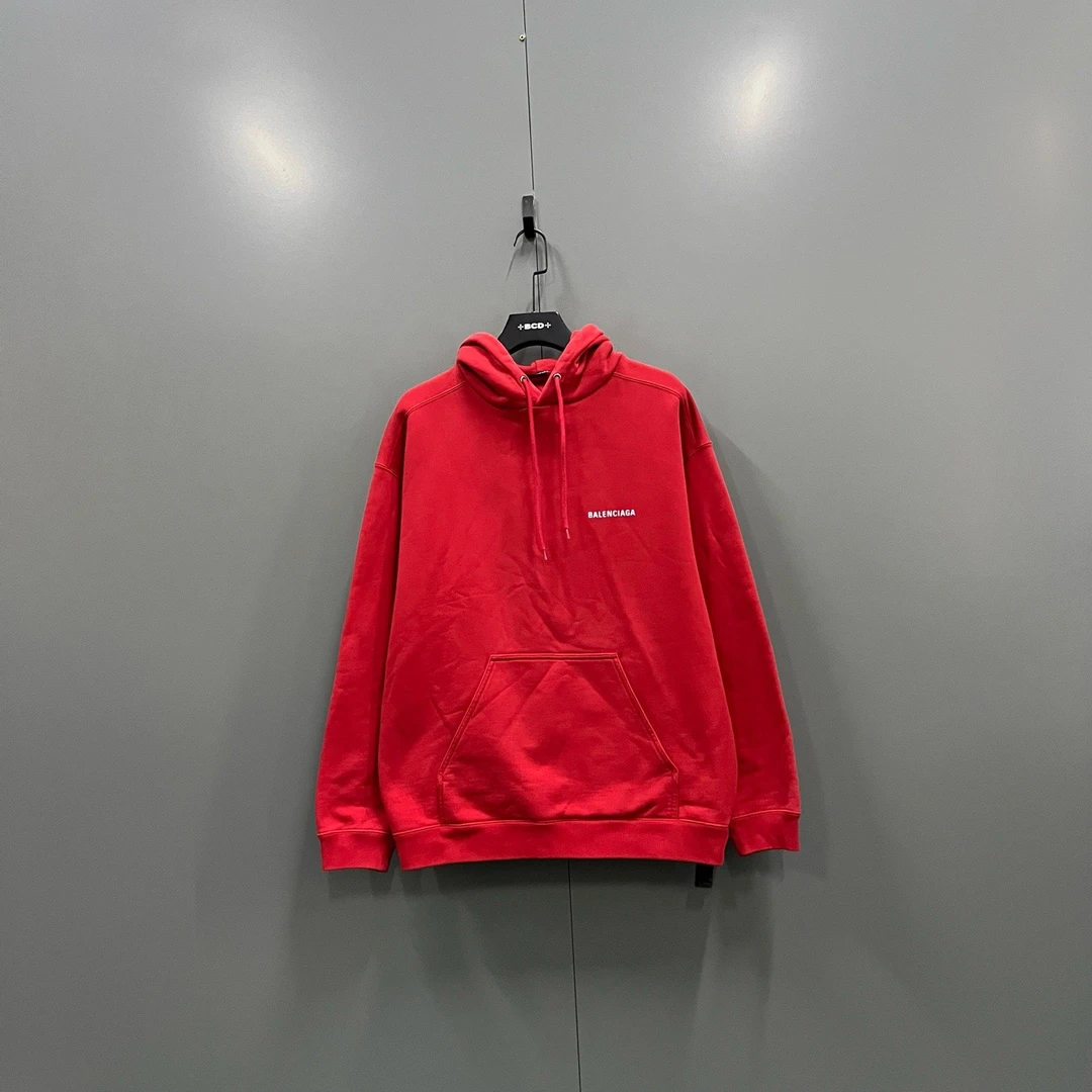 99新 Balenciaga/巴黎世家 （ll）红色背后印花帽衫 S码/98新016828