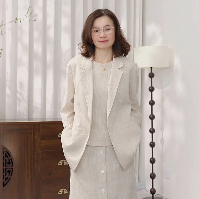 【F·J】2025新款夏季休闲透气棉麻宽松西服亚麻西装外套女SR6018X