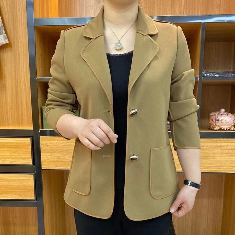妈妈装秋款时尚纯色西装外套小西装春秋