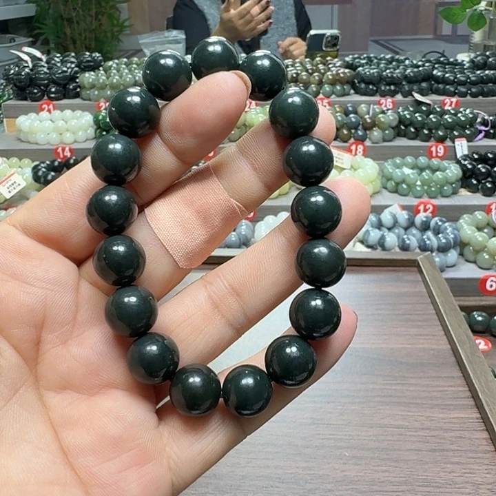 未镶嵌手链和田玉新疆黑青卡12