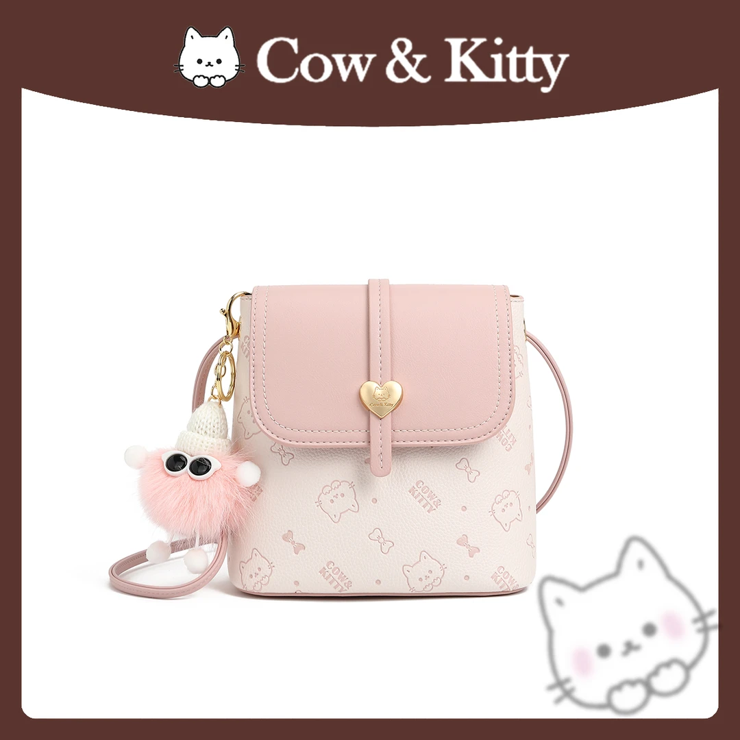 【刘叮当甄选】Cow&Kitty/璀璨樱花通勤布偶桶包单肩斜挎8002樱花粉