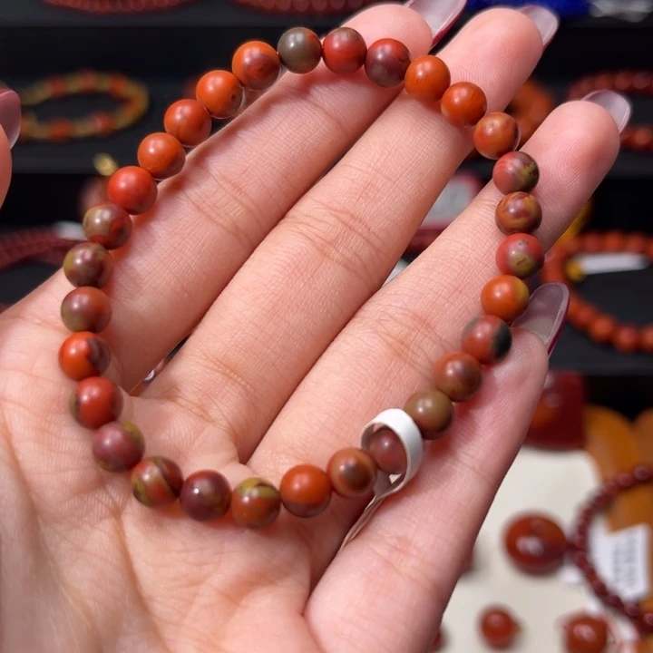 南红玛瑙未镶嵌手链满肉包浆6mm圆珠手串