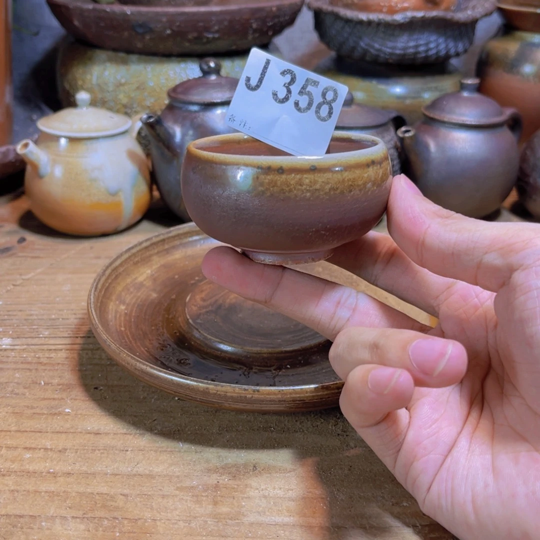 纯手工制作工艺（柴烧）裸烧纯手工制作柴烧杯358
