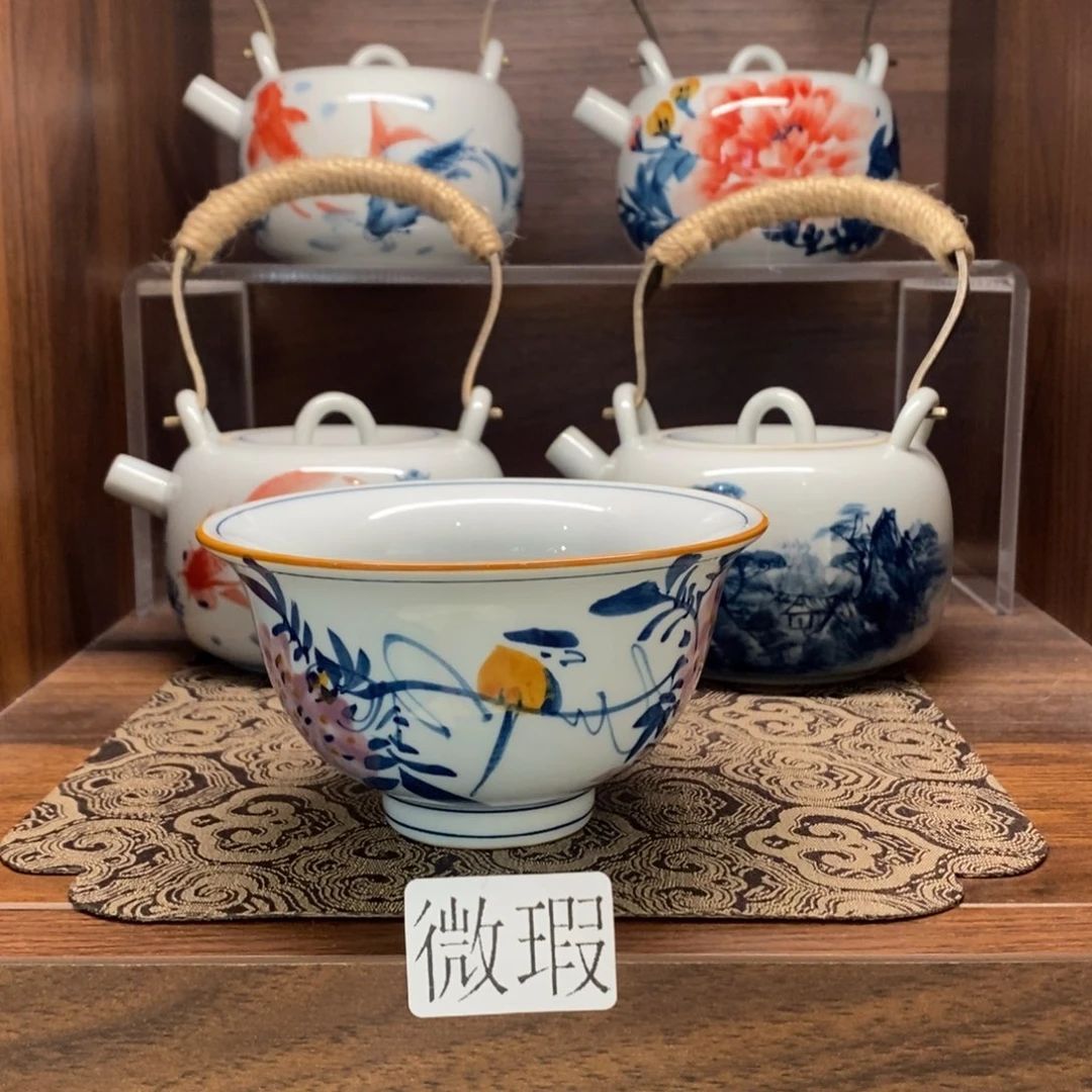 釉下彩老陶泥手工绘制