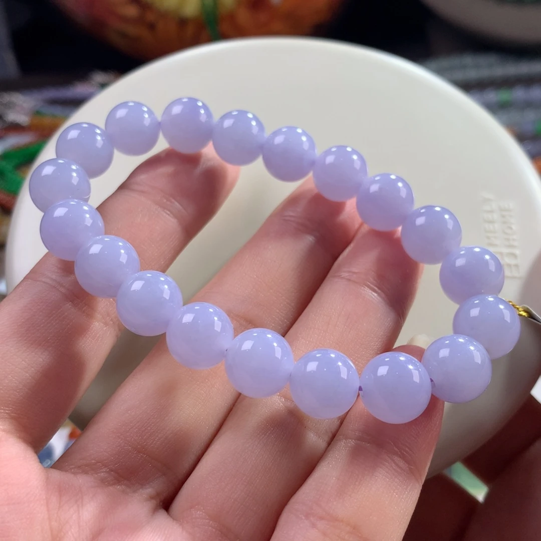 翡翠未镶嵌手链翡翠胶润满色梦幻仙紫卡10+