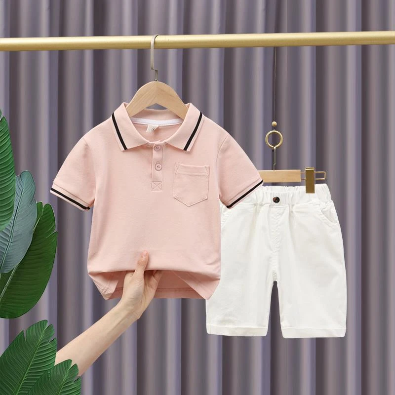 FAVMARTHA男童夏季套装儿童短袖T恤宝宝夏装两件套POLO衫运动装20