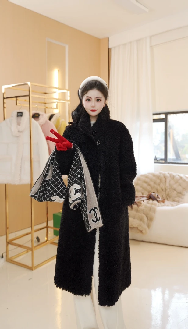 2024秋冬新款长款时尚洋气简约休闲女士百搭羊毛长款外套