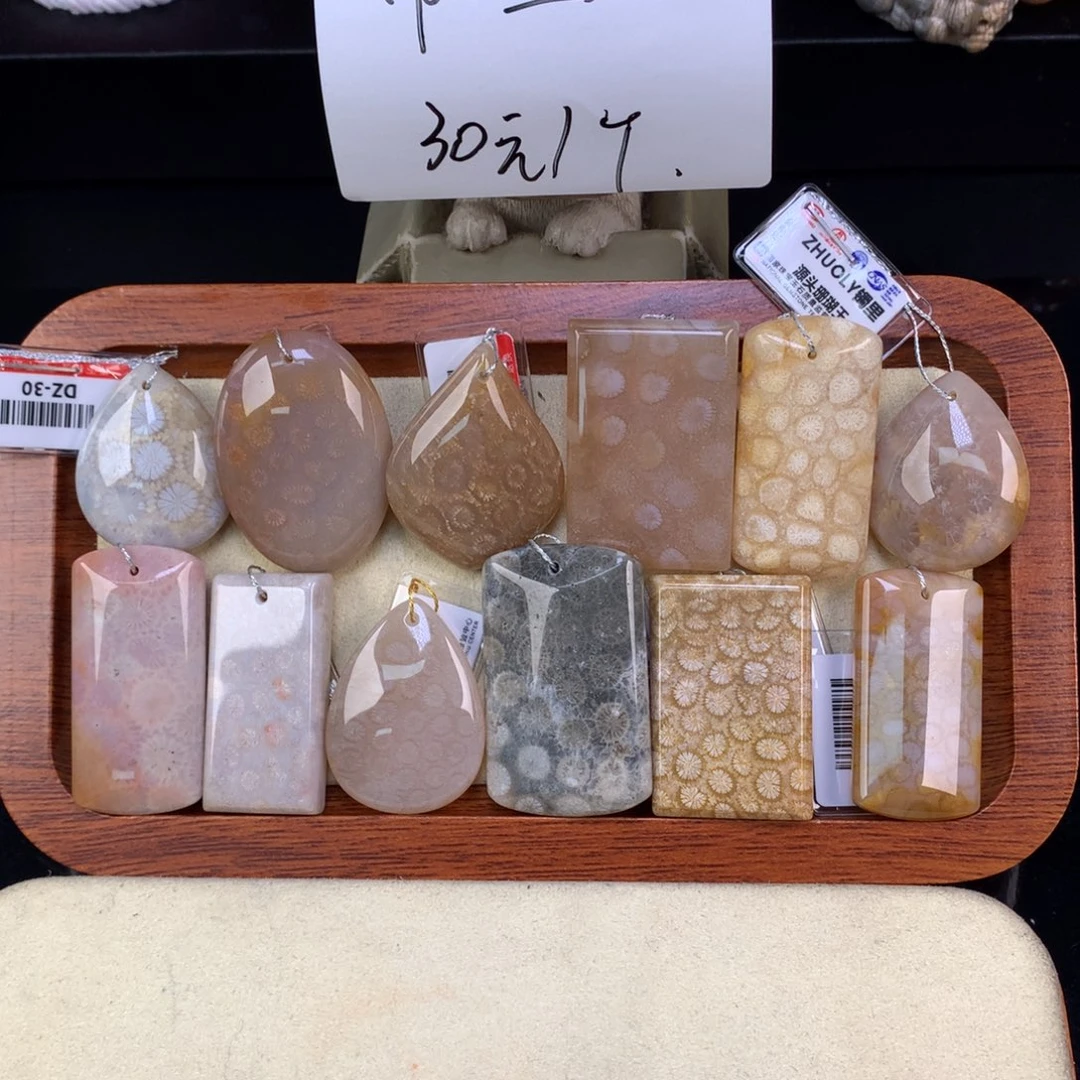 硅化珊瑚（珊瑚玉）未镶嵌颈饰精美吊坠30一个可挑（81号）