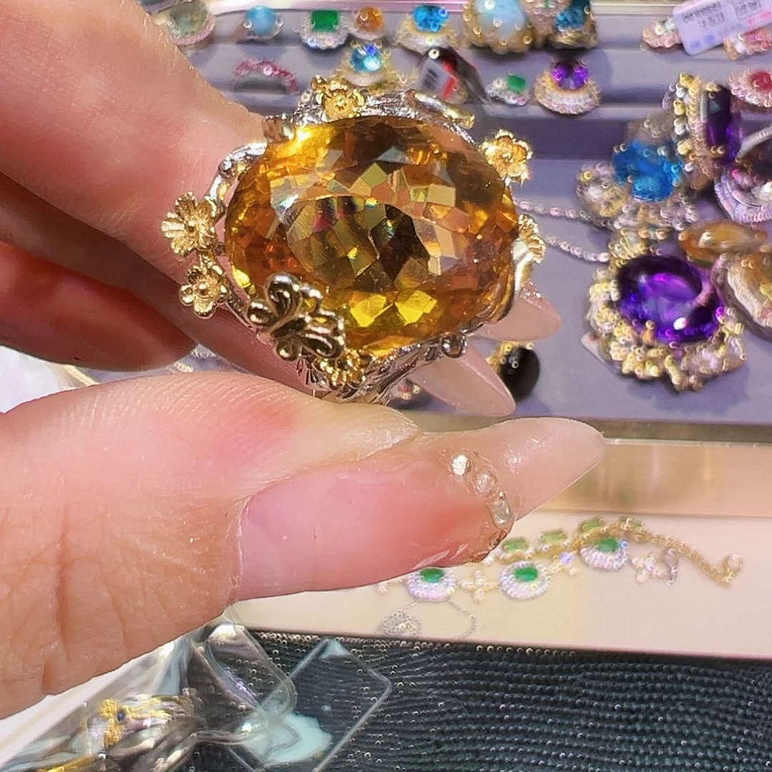 银S925镶嵌珠宝半成品黄晶
