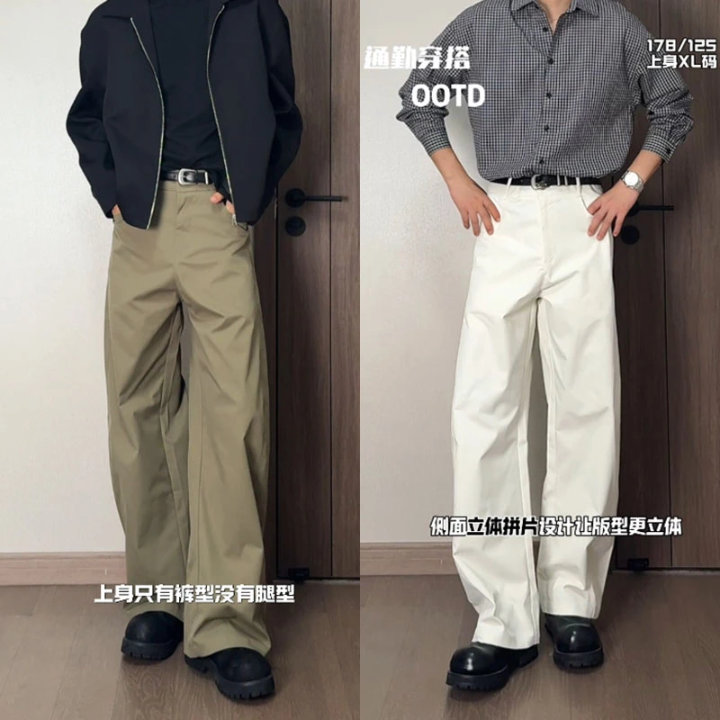 轻奢痞帅男装简约高级感美式潮牌弯刀裤子男宽松直筒工装休闲长裤