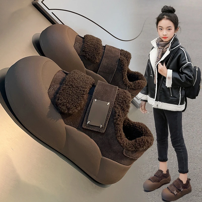 女童棉鞋2025冬季新款儿童雪地棉女孩加绒鞋加厚保暖中大童秋冬鞋