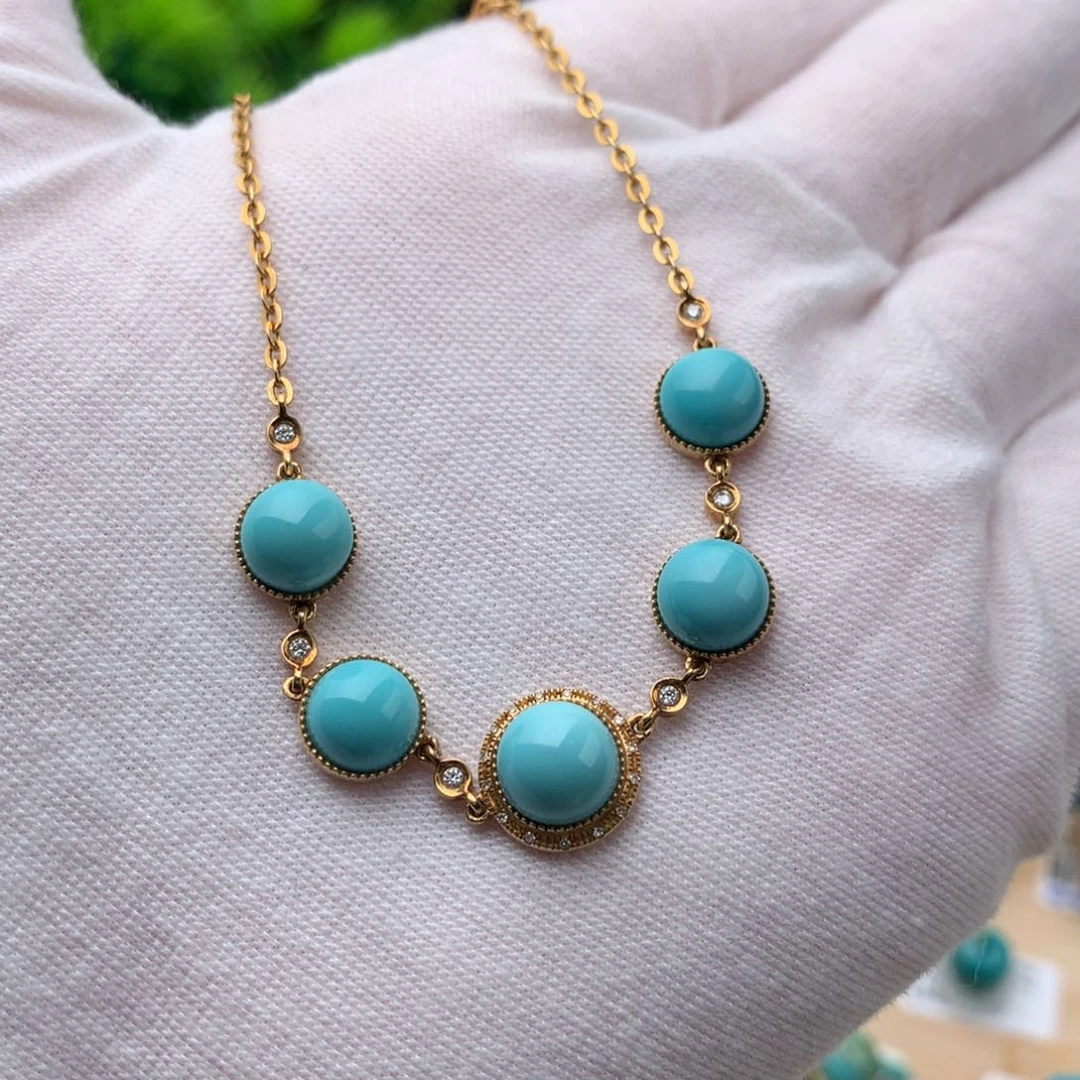 绿松石珠宝奇石18K金镶嵌