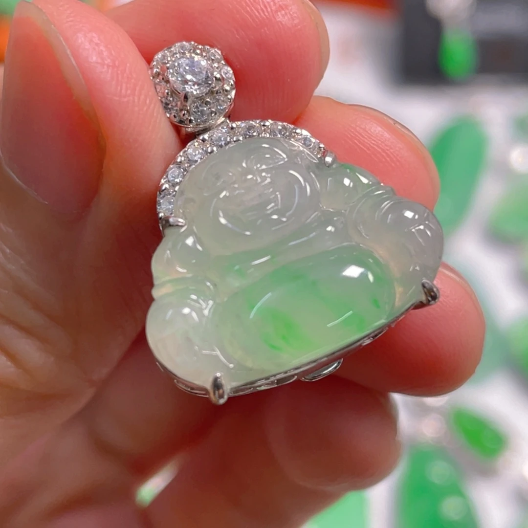 翡翠银S925镶嵌吊坠(不含链)