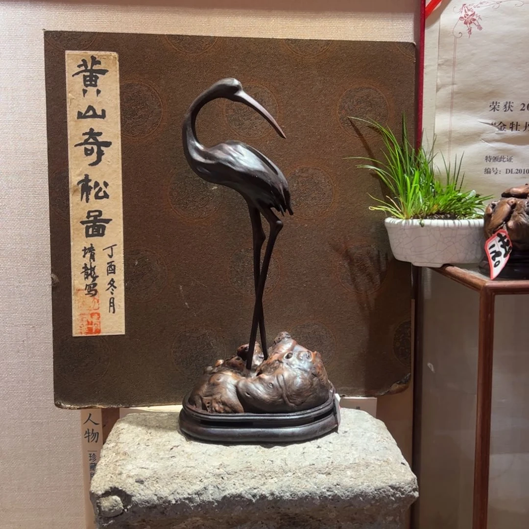 初***六柏木根雕仙鹤香炉仙鹤