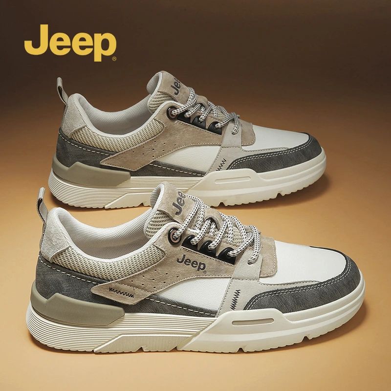 jeep吉普真皮男鞋2025冬季新款时尚潮流运动休闲鞋户外板鞋老爹鞋