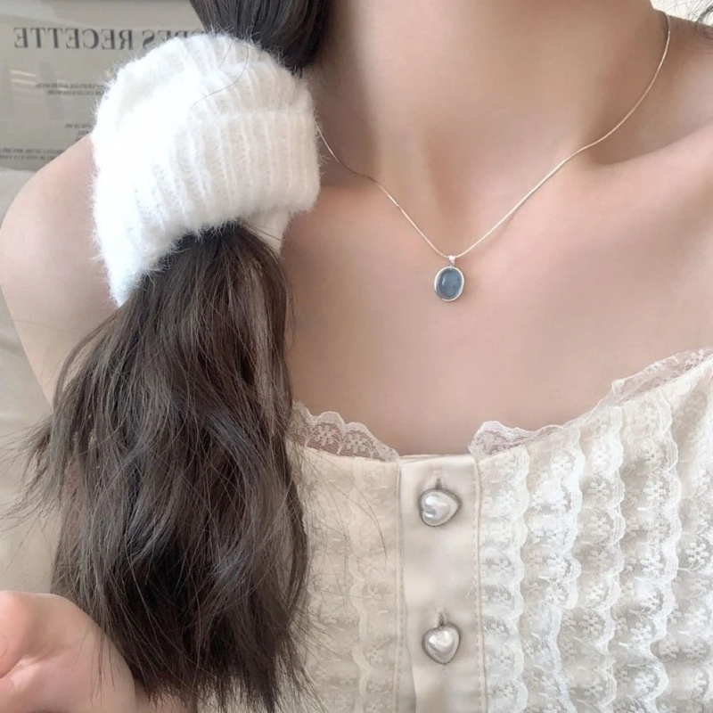 链子925银 【圣诞礼物】海蓝之泪项链女款轻奢锁骨链时尚生日送女友