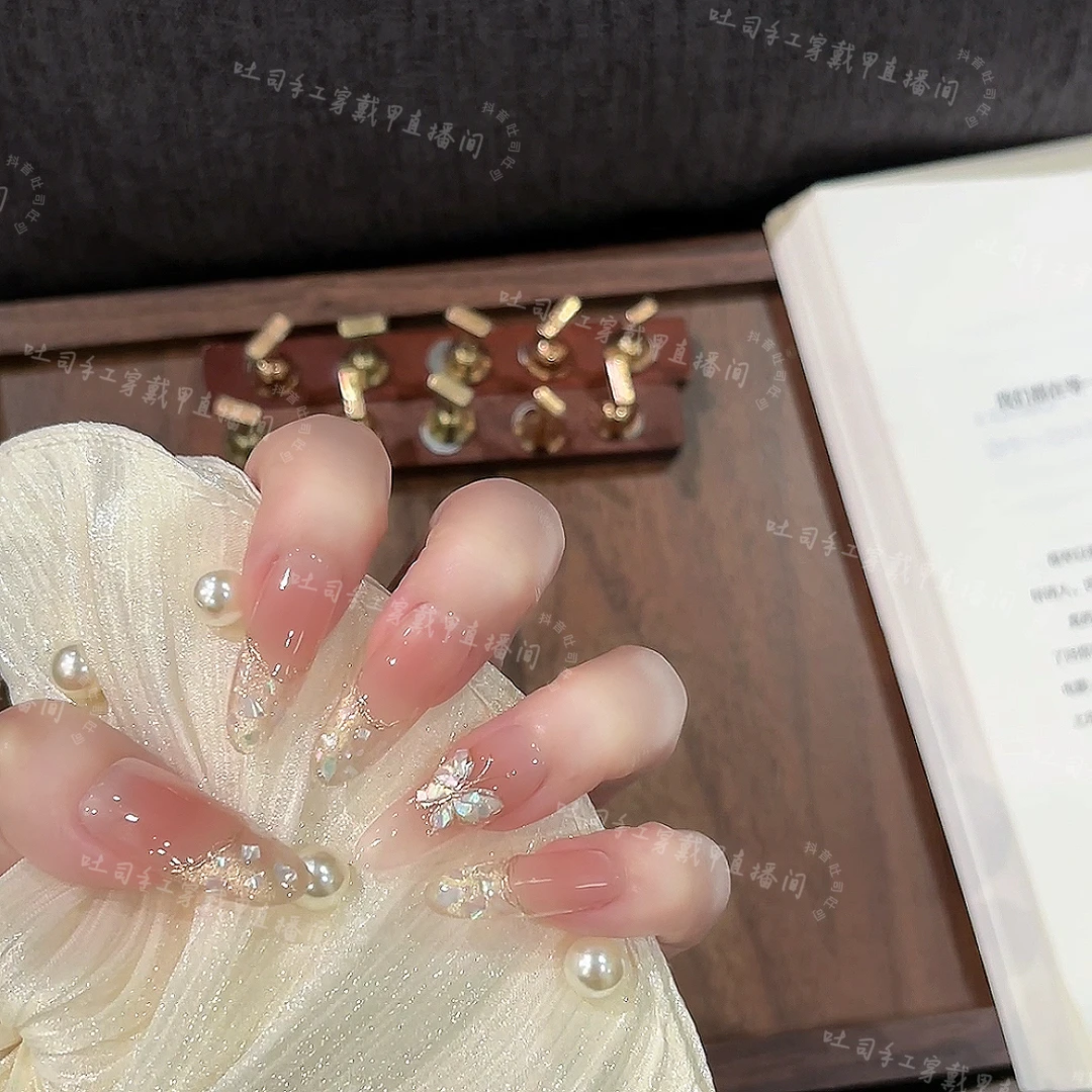 【贝母蝶影】纯手工穿戴甲美甲可拆卸穿戴式持久反复使用DZZNA