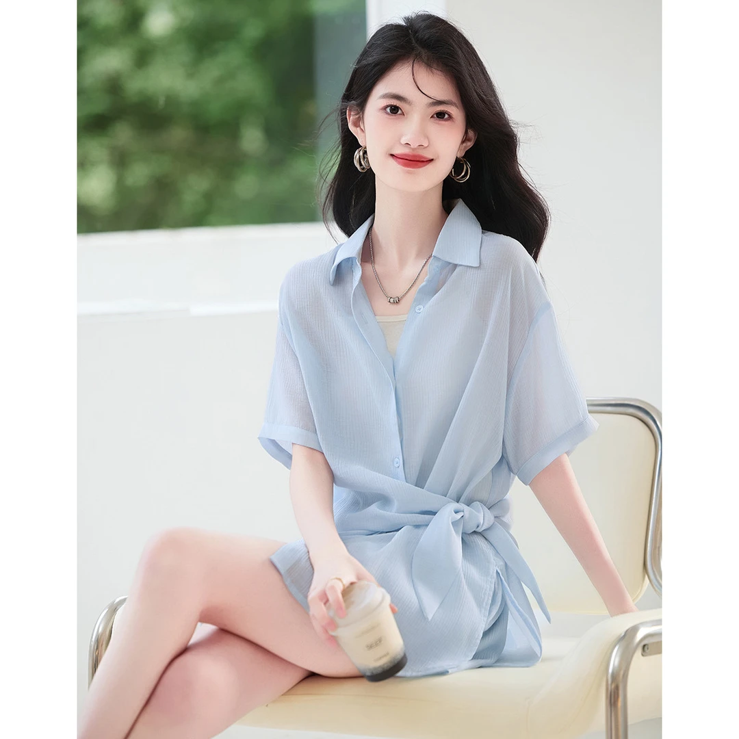 似水年华｜时尚阔腿短裤套装女25夏新款小个子减龄显瘦衬衫两件套