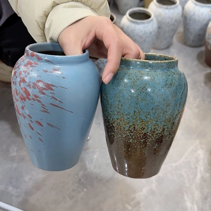 瓶两个蓝小复古陶瓷高16厘米瑕疵